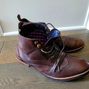 Ben Sherman brown distressed leather boots